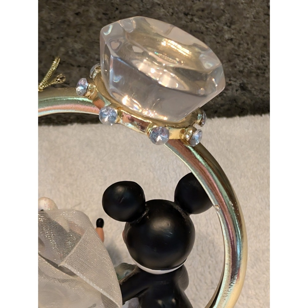Disney Parks Mickey Minnie Mouse Wedding Engamement Ring Marriage Ornament Bride - Picture 7 of 12